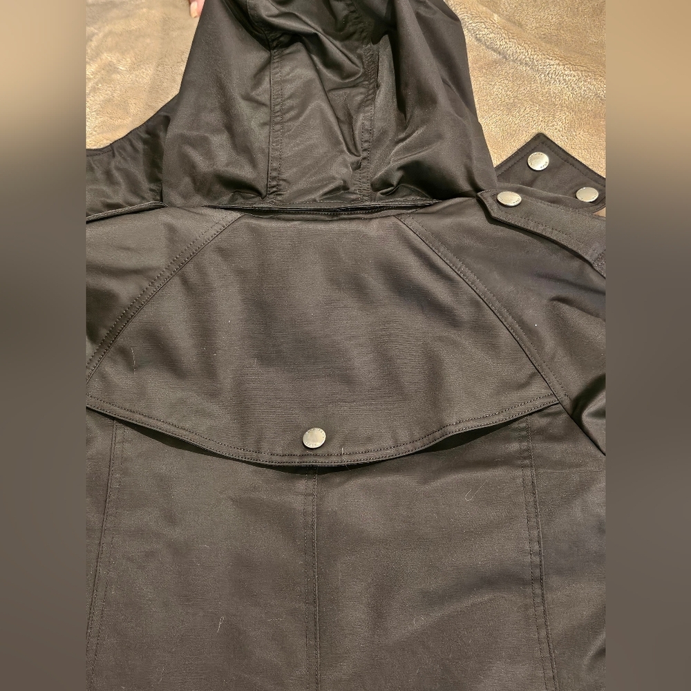 BURBERRY Black Removable Hood Trench Coat with Plaid Double Lining - Picture 7 of 9